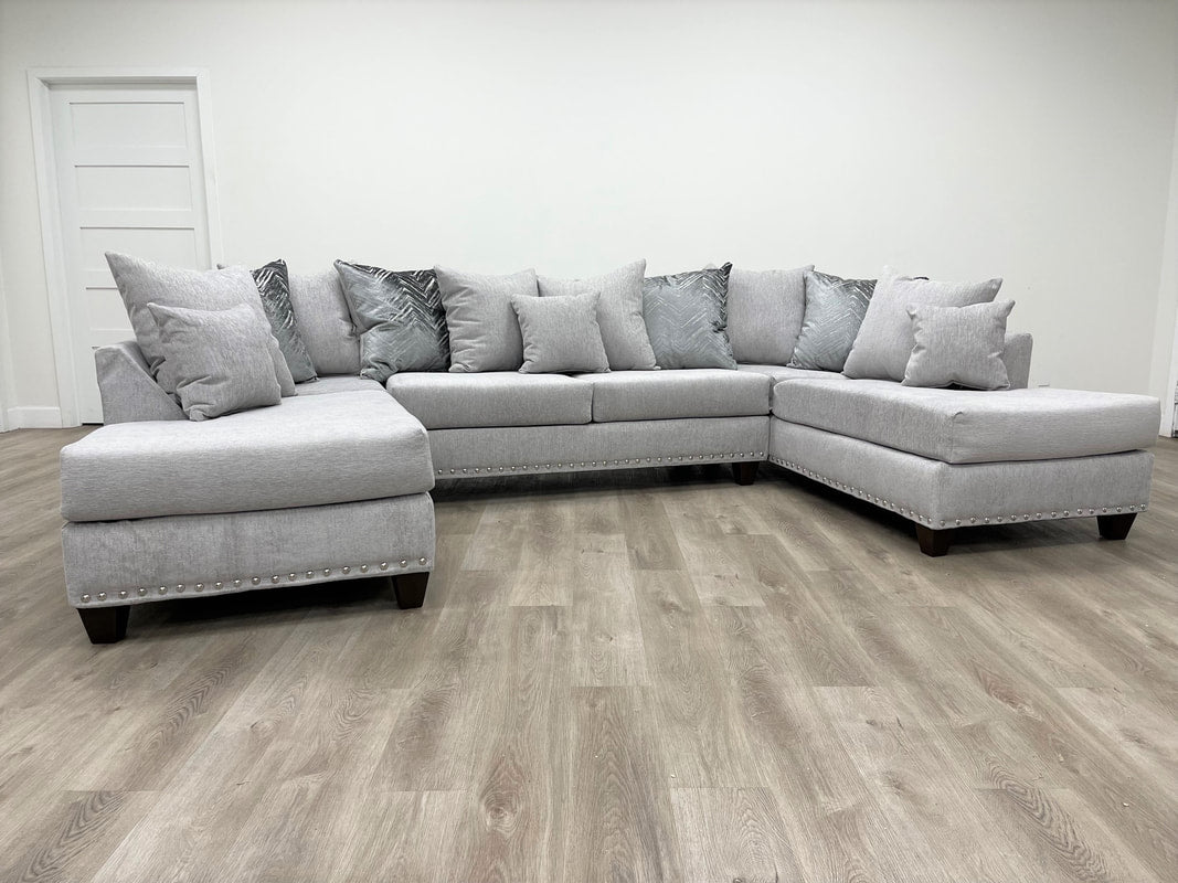 111 - Sectional (Dove-Nailheads)