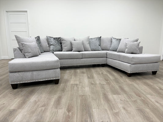 111 - Sectional (Dove-Nailheads)