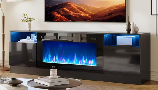 Modina TV Stand Black Led W Heater