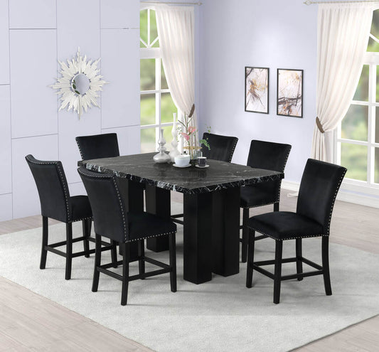 2220 Onyx - (FAUX MARBLE) Counter Height Table + 6 Chair Set **NEW ARRIVAL**