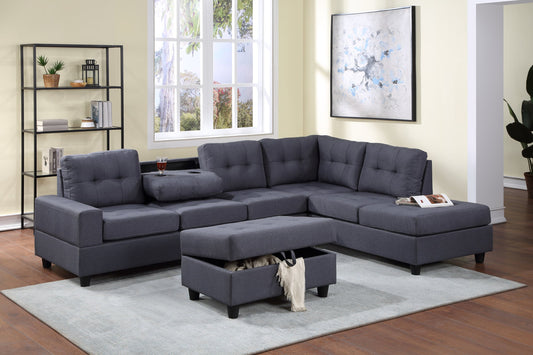32Heights-Reversible Sectional + Ottoman Set