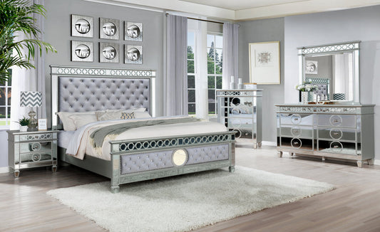 B5020 Grey Bedroom Set King Box Spring and Mattress Gold 9 inch
