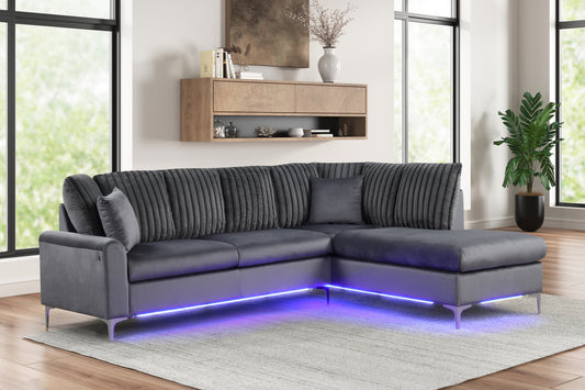 Candy Charcoal - Reversible Sectional (w/ LED's)
