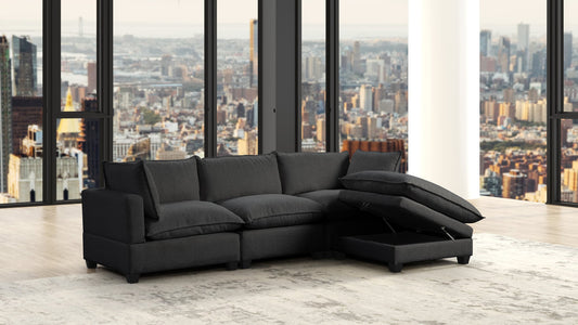 CLOUD2-Black Modular Sectional (BOUCLE FABRIC) **NEW ARRIVAL**