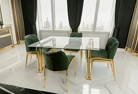 Molly 5 PC Rectangle Green & Gold Dining Set