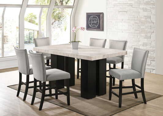 Finley Grey - (GENUINE MARBLE) Counter Height Table & 6 Chairs