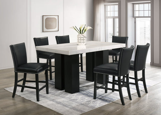 Finley PU - (GENUINE MARBLE) Counter Height Table & 6 Chairs