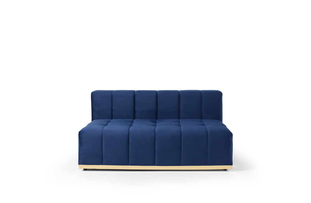 Elisha Navy Velvet Double Chaise 140" Sectional