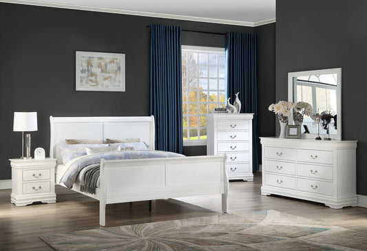 Louis Philip White Sleigh Bedroom Set