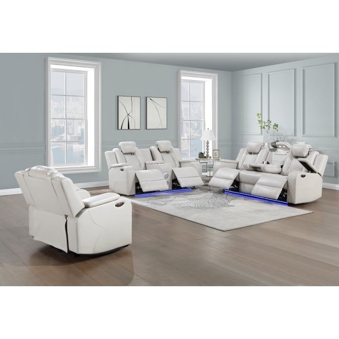 SH8895GRW-2 PW D. RECLN LOVESEAT W/ CONSOLE, PW HEADRESTS, LED LIGHT/SPEAKERS