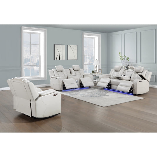 SH8895GRW-2 PW D. RECLN LOVESEAT W/ CONSOLE, PW HEADRESTS, LED LIGHT/SPEAKERS