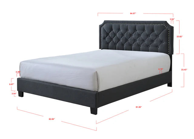 5090 Gerri Charcoal  Upholstered Panel Bed