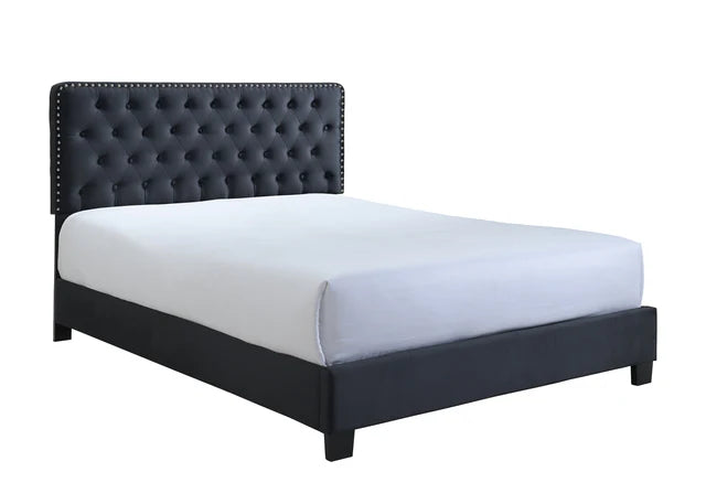 5091 Ezra Charcoal Upholstered Panel Bed