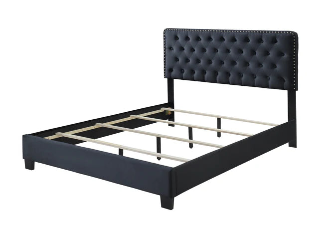 5091 Ezra Charcoal Upholstered Panel Bed