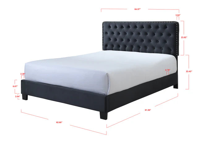 5091 Ezra Charcoal Upholstered Panel Bed