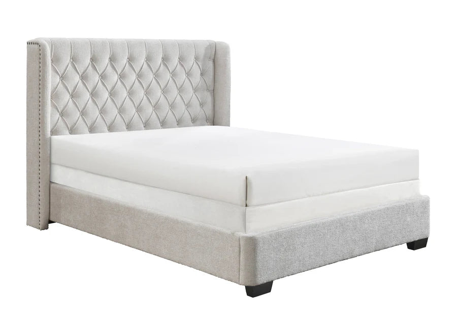5094 Daphne Ivory Boucle Queen Upholstered Panel Bed