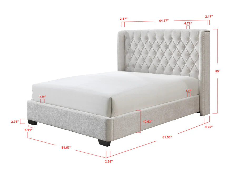 5094 Daphne Ivory Boucle Queen Upholstered Panel Bed