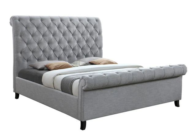 5103 Kate Gray Upholstered Sleigh Platform Bed