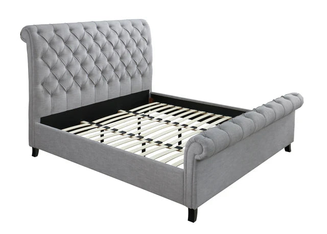 5103 Kate Gray Upholstered Sleigh Platform Bed