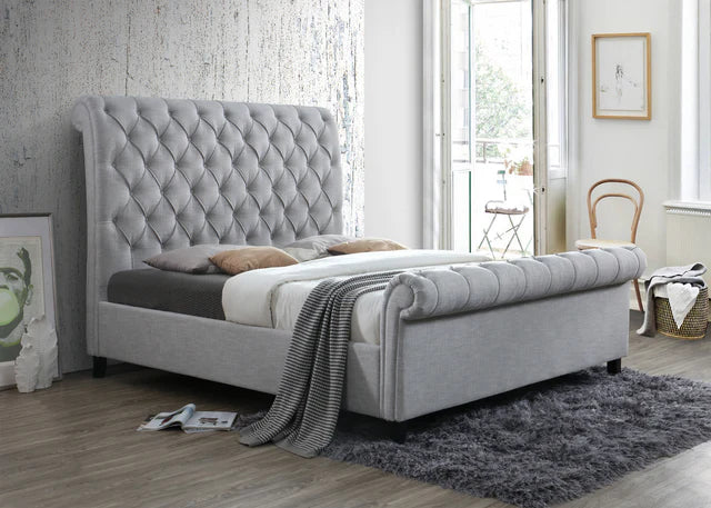 5103 Kate Gray Upholstered Sleigh Platform Bed