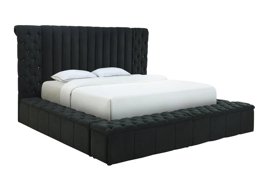 5201 Blackl Boucle  Upholstered Storage Panel Bed