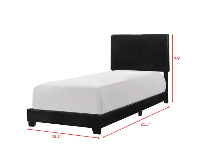 Erin Black PU Leather Twin Upholstered Bed