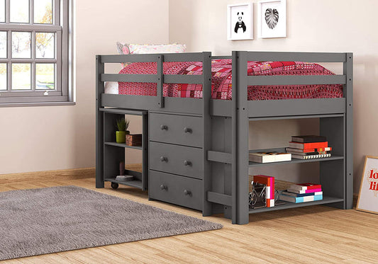 Nora Gray Loft Bed with Storage