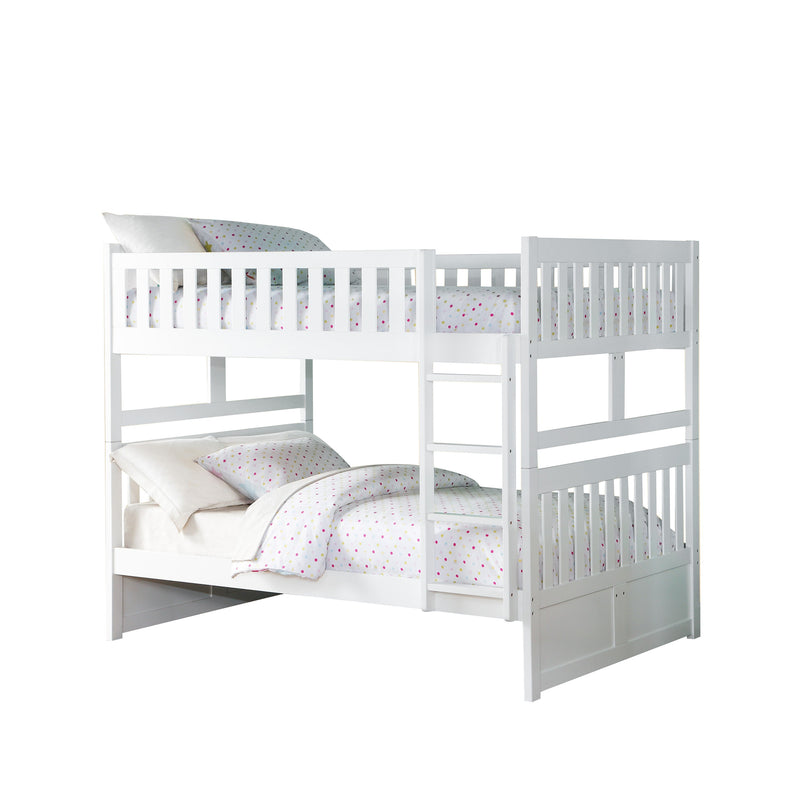 Galen White Full/Full Bunk Bed with Storage Boxes