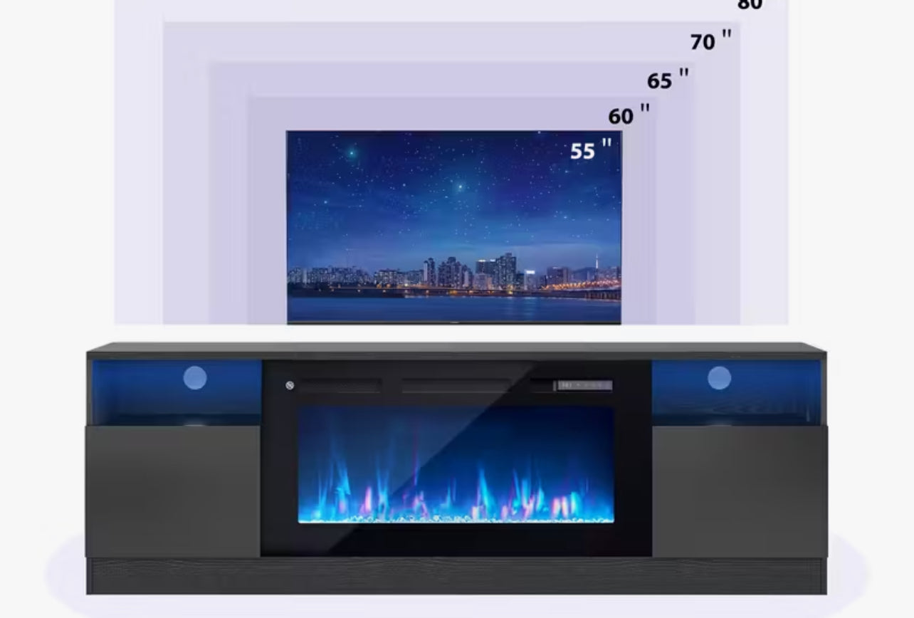 Modina TV Stand Black Led W Heater