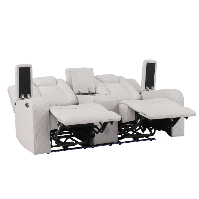 SH8895GRW-2 PW D. RECLN LOVESEAT W/ CONSOLE, PW HEADRESTS, LED LIGHT/SPEAKERS