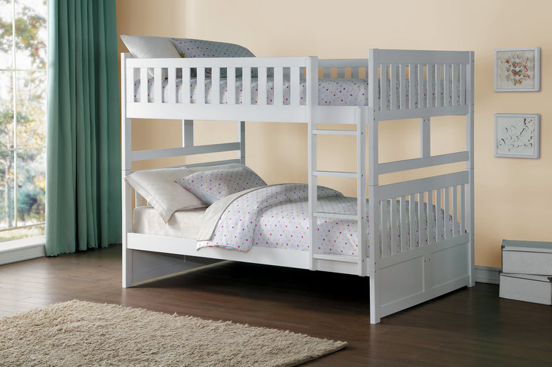 Galen White Full/Full Bunk Bed with Storage Boxes