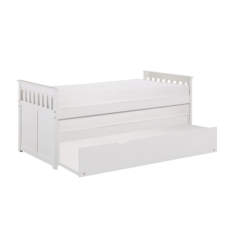 Galen White Twin/Twin Bed with Twin Trundle