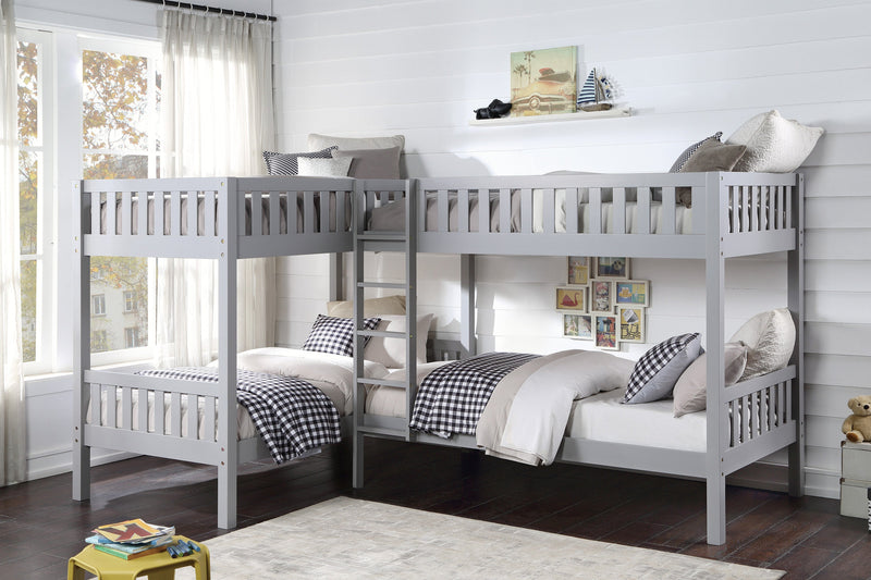 Orion Gray Twin Corner Bunk Bed