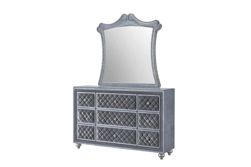 Cameo Gray Upholstered Wingback Panel Bedroom Set