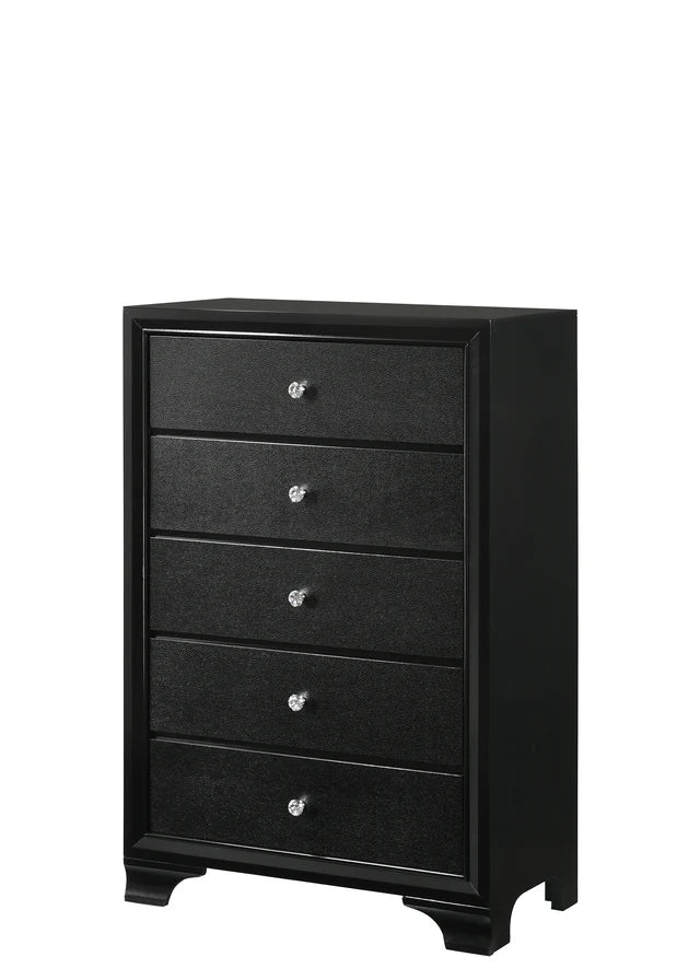 Micah Black LED Upholstered Panel Bedroom Set