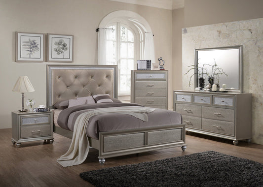 B4390 Lila Champagne Upholstered Panel Bedroom Set