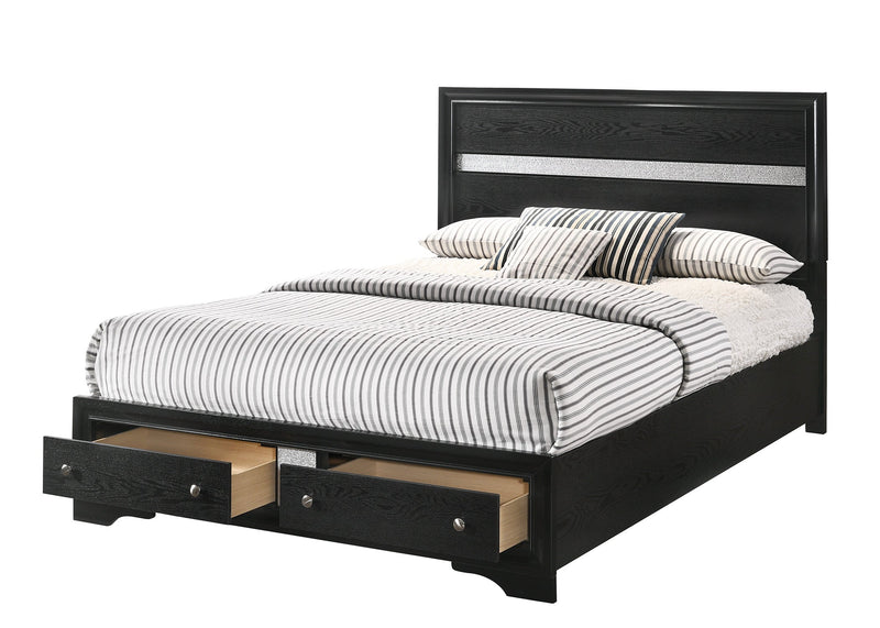 Regata Black/Silver Storage Platform Bedroom Set