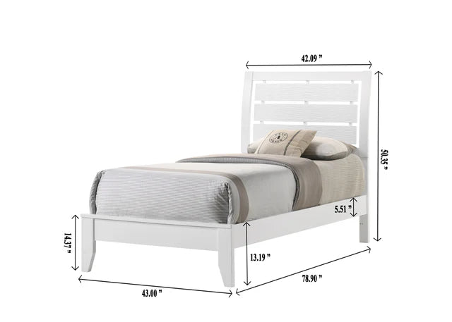 Evan White Twin Panel Bed