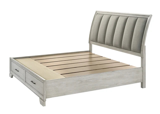 B6582 Jaymes White Mist  Footboard Storage Platform Bed