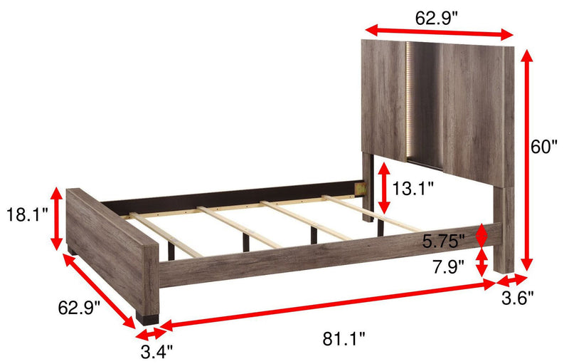 Rangley Brown LED Panel Bedroom Set