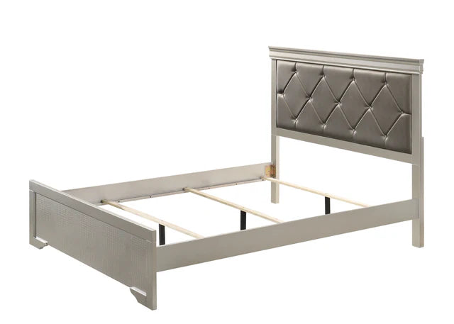 B6910 Amalia Champagne Silver Panel Bed