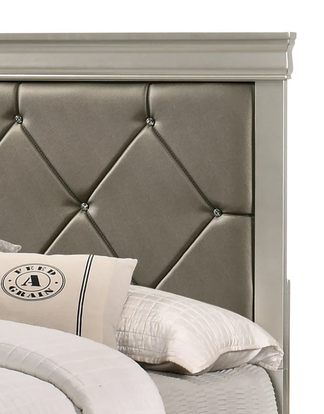 B6910 Amalia Champagne Silver Panel Bed