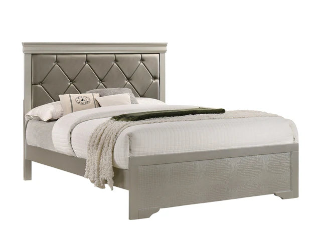 B6910 Amalia Champagne Silver Panel Bed