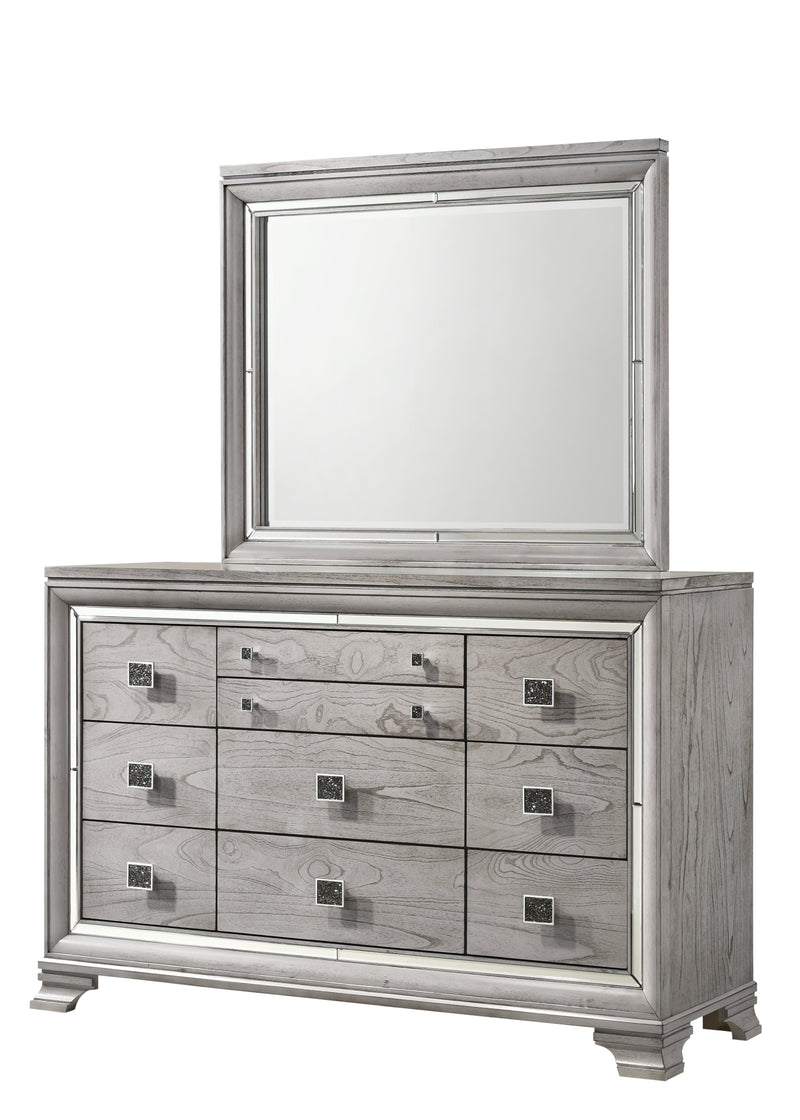 Vail Gray LED Upholstered Panel Bedroom Set