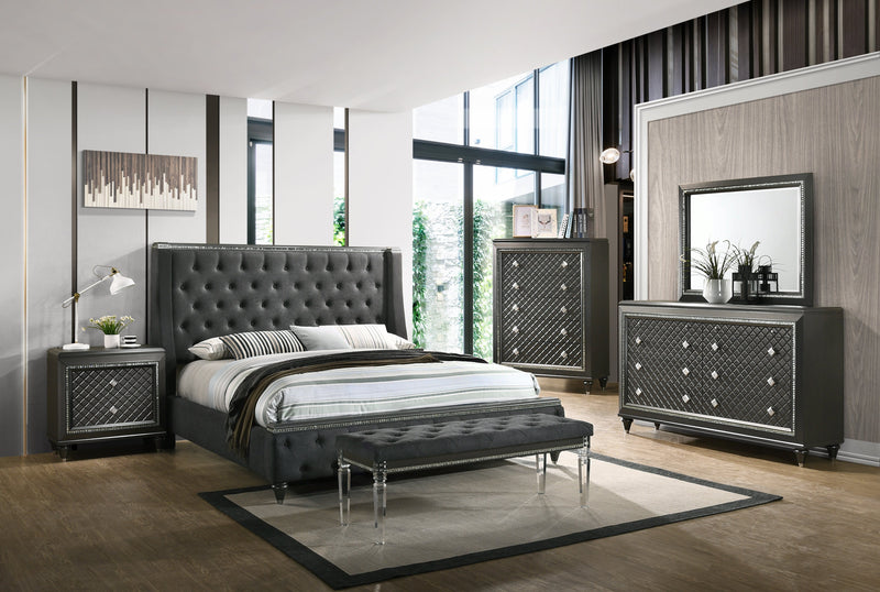 Giovani Gray Upholstered Panel Bedroom Set