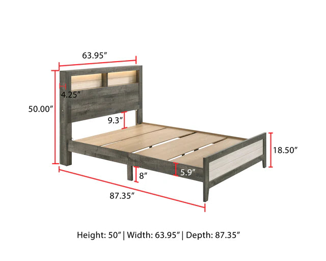 B8170 Rhett Brown/Cream LED Platform Bed