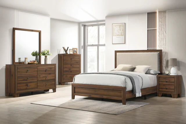 B9255 Mille Cherry Brown Upholstered Bed