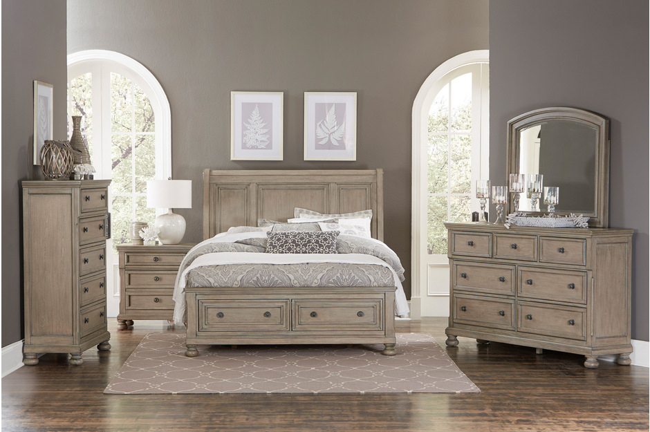 2259GY Bedroom-Bethel Collection
King Bed 4pcs 2x Night Stands and Dresser