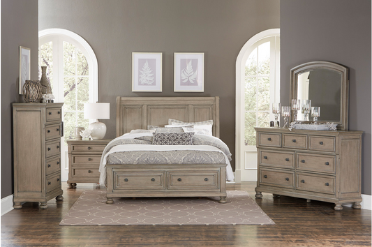 2259GY Bedroom-Bethel Collection
King Bed 4pcs 2x Night Stands and Dresser