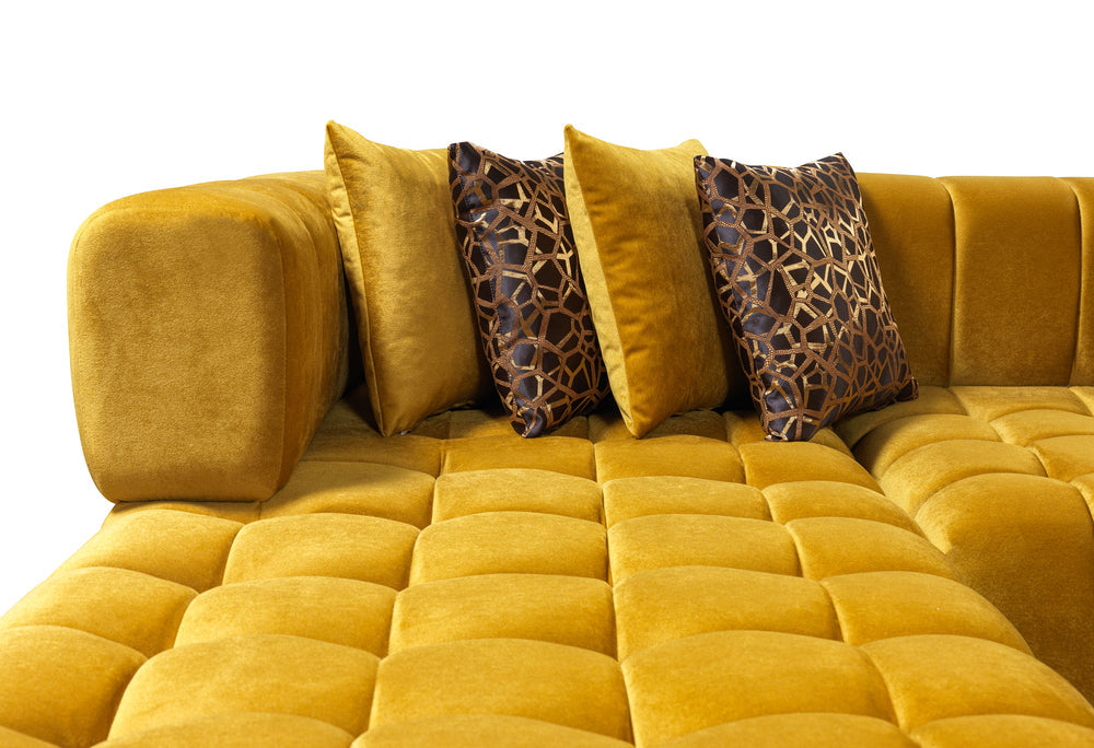 Ariana Mustard Velvet Double Chaise 138" Sectional [ETA: 8/23]